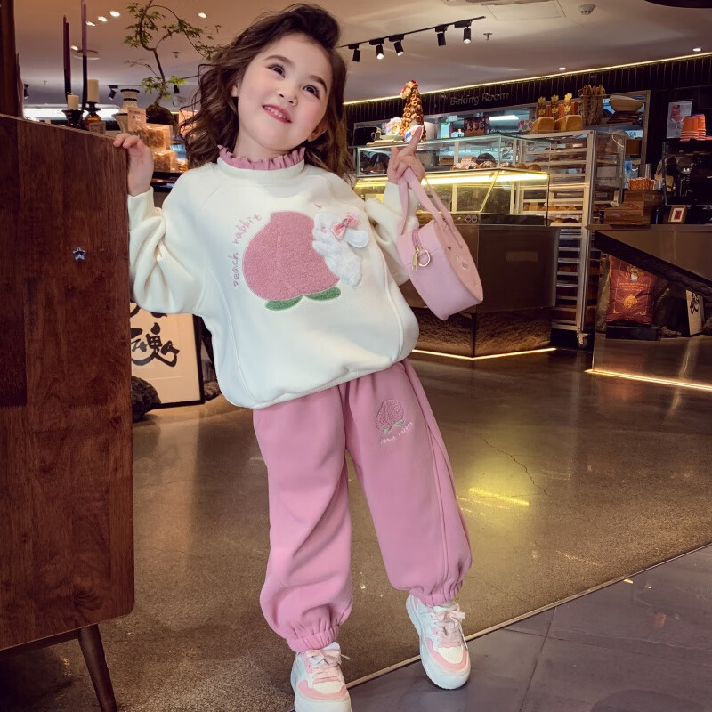 Mimi Halo Girls' Fleece Lined Tracksuit Winter 2025 New Kids Hoodie and Sweatpants Set Girls' Sportswear 21
